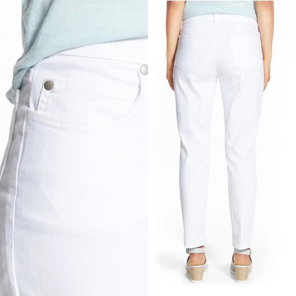 Eileen Fisher White Organic Cotton Jeans, Size 10 - Picture 3 of 11